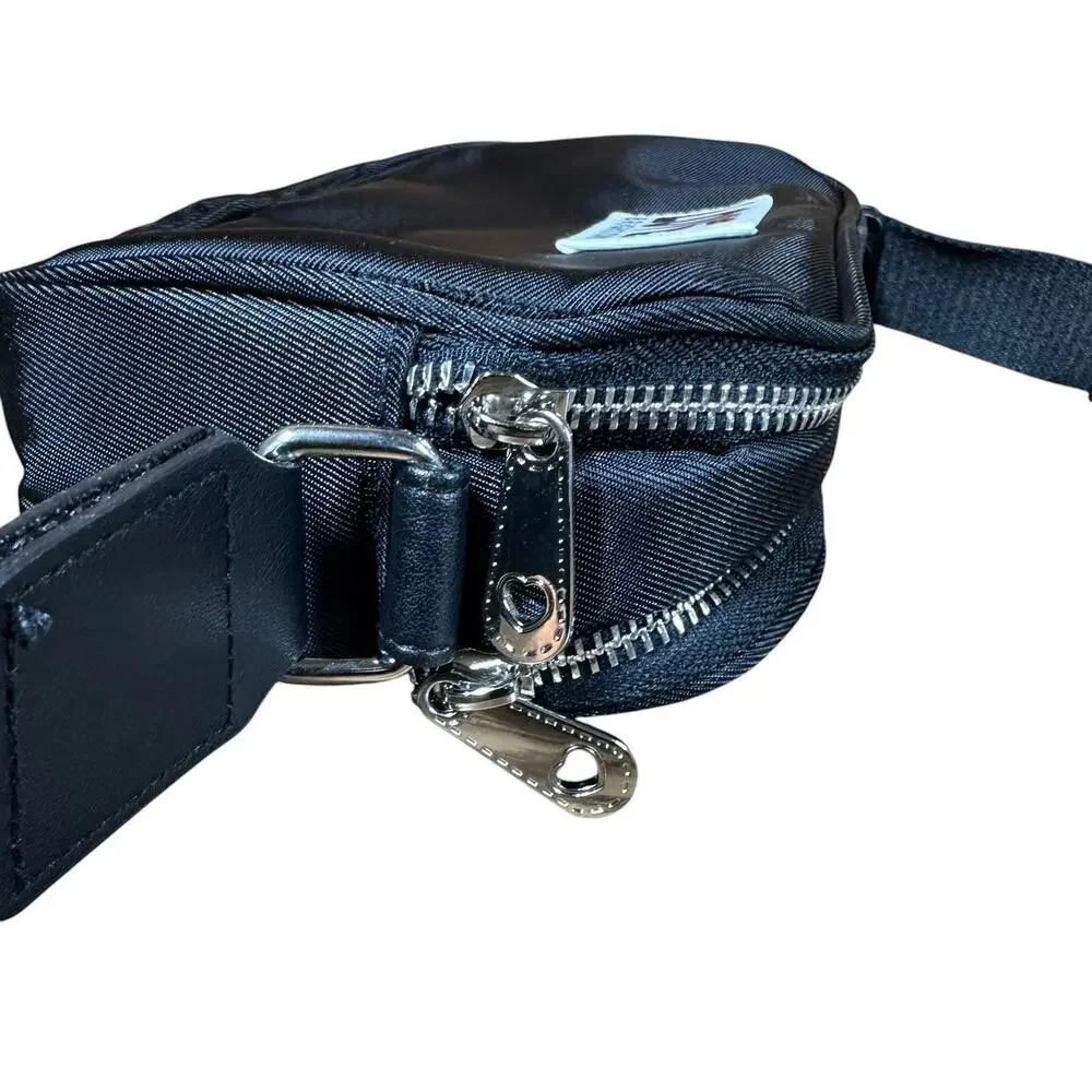New Brighton Love Essential Black Nylon Embroidered Heart Crossbody Bag MSRP $88